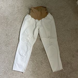 Jessica Simpson white maternity cropped jeans